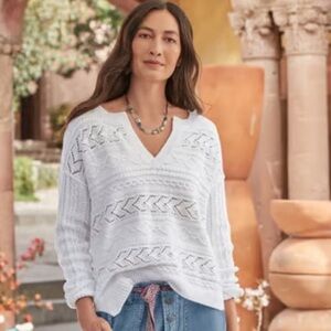 Sundance White V-Neck Sweater